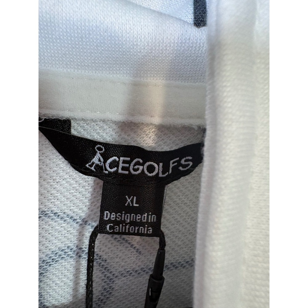 Acegolfs Stick Figure Golf Pullover White Quarter Zip Performance Top XL Quirky - Picture 3 of 5